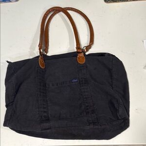 Black Canvas Bag with Brown  Handles